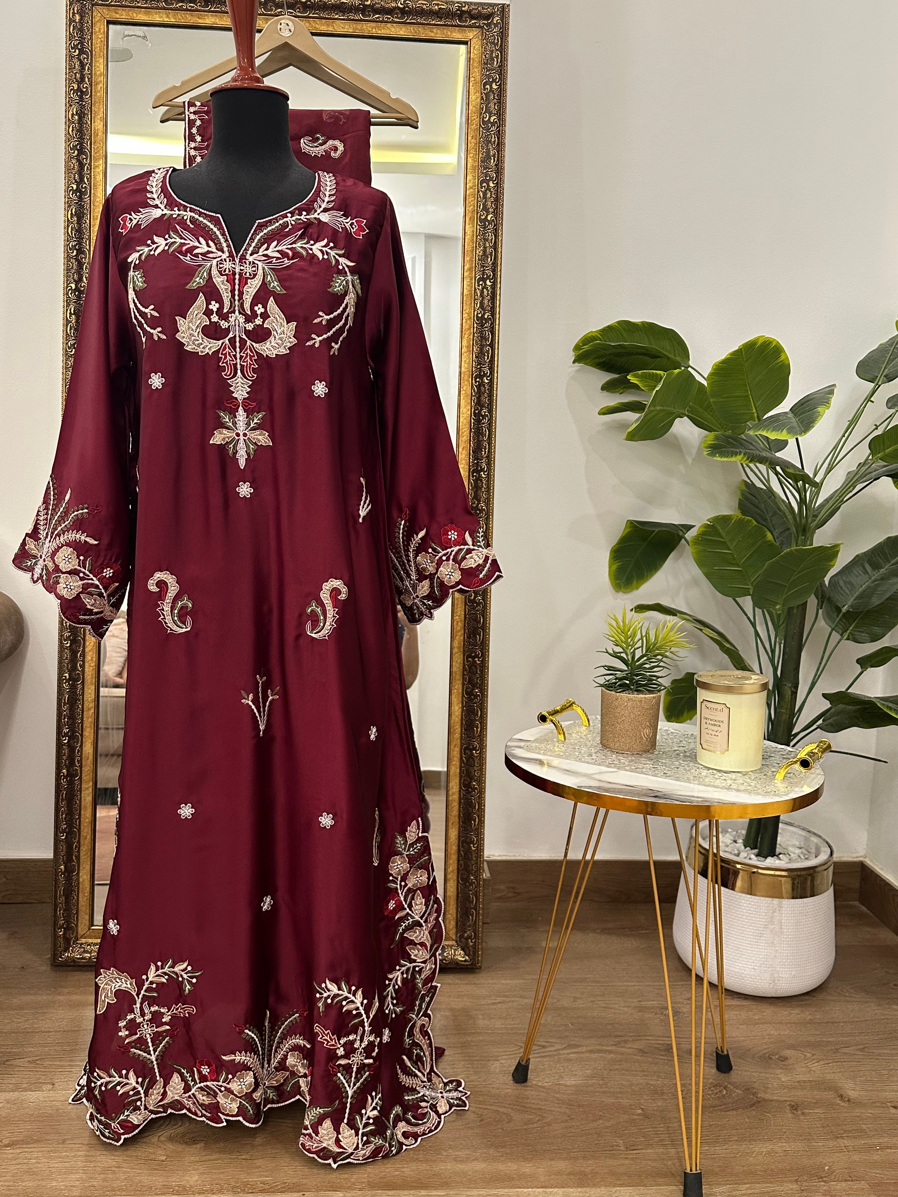 Ayesha Kaftan Maroon