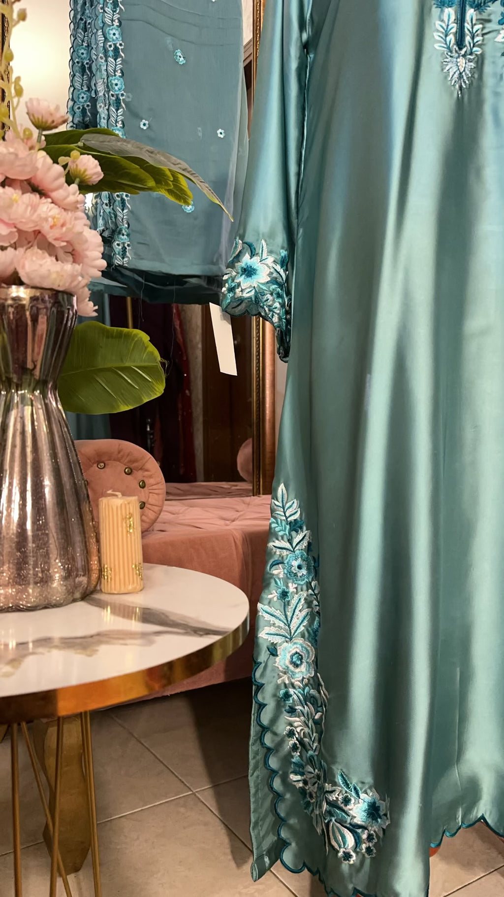 Serene Kaftan Silk Aqua