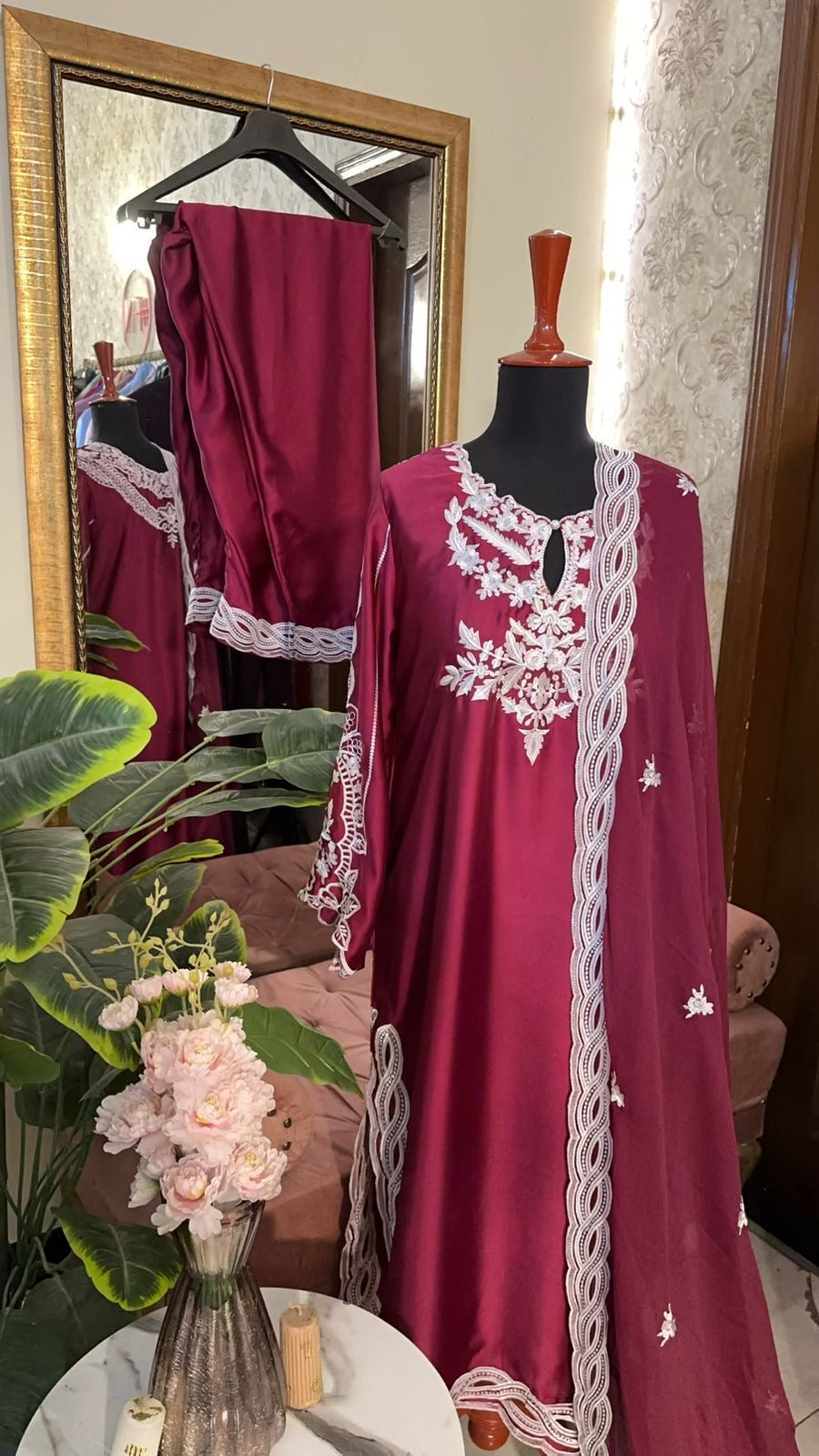 Nazneen Silk Maroon