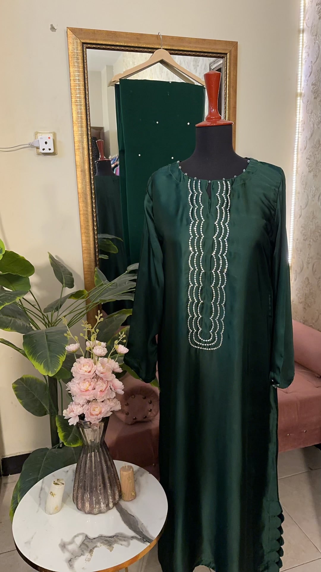 Hania Silk Bottle Green