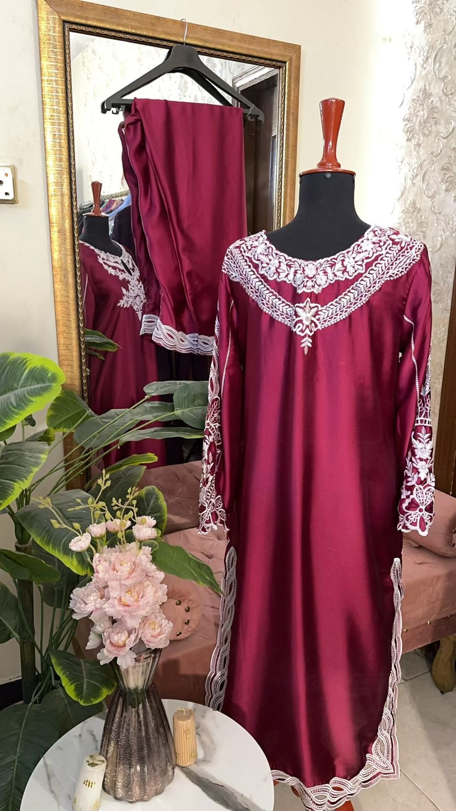 Nazneen Silk Maroon