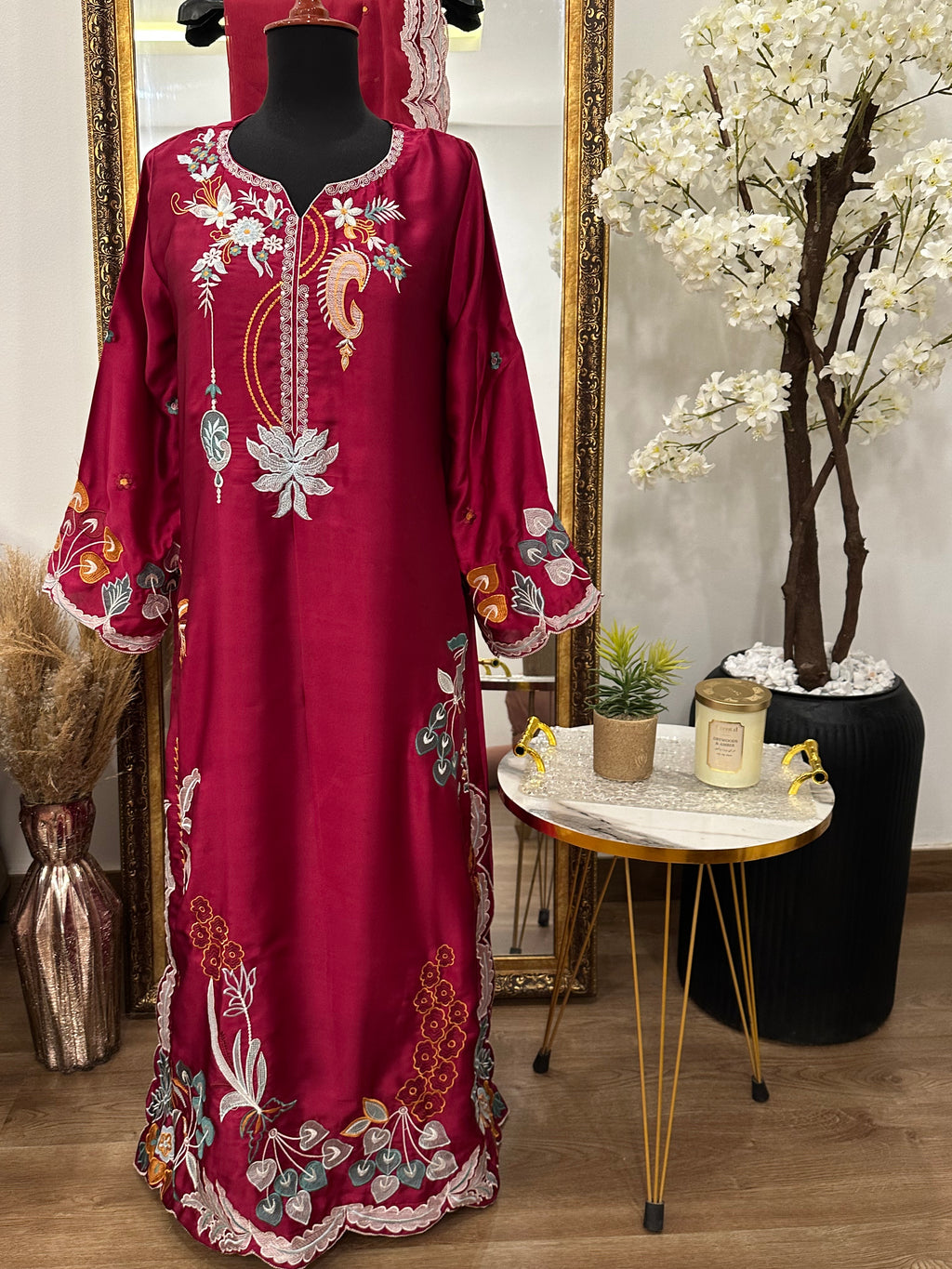 Mahveen kaftan Reddish Pink