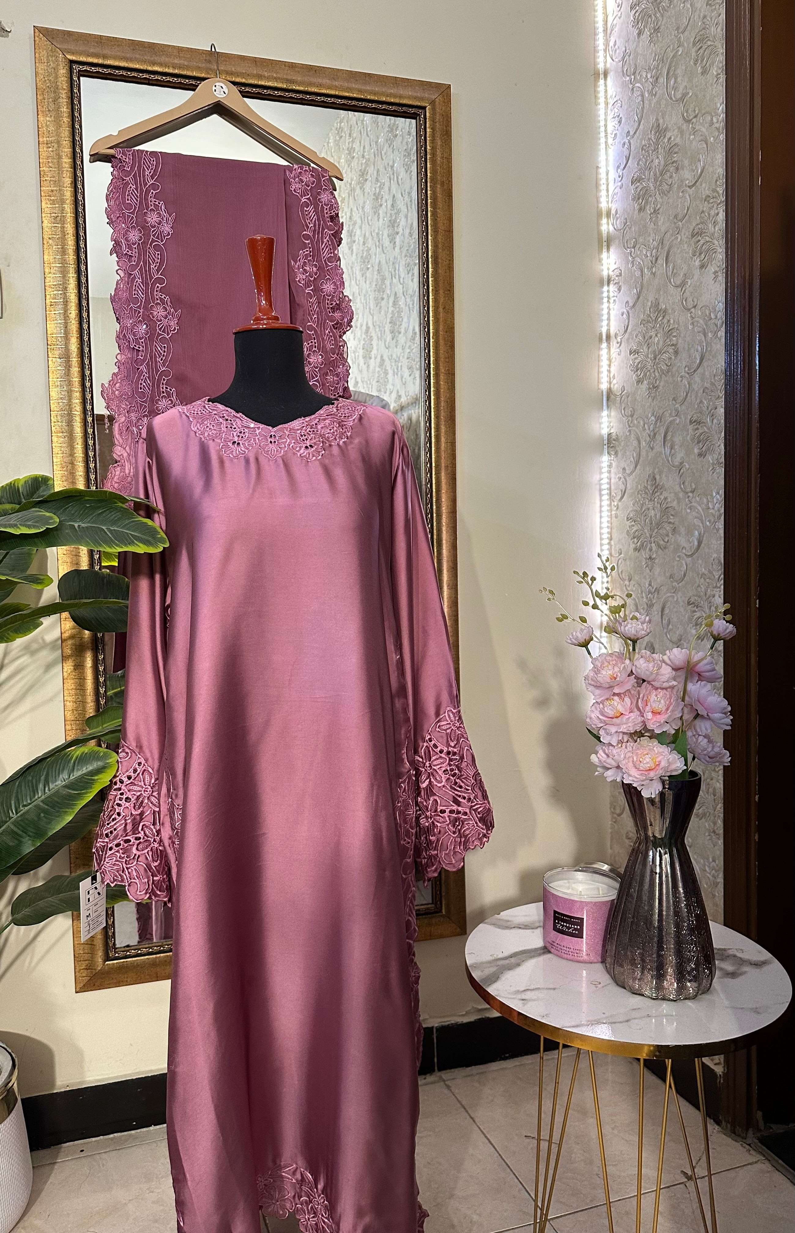 Cutwork silk