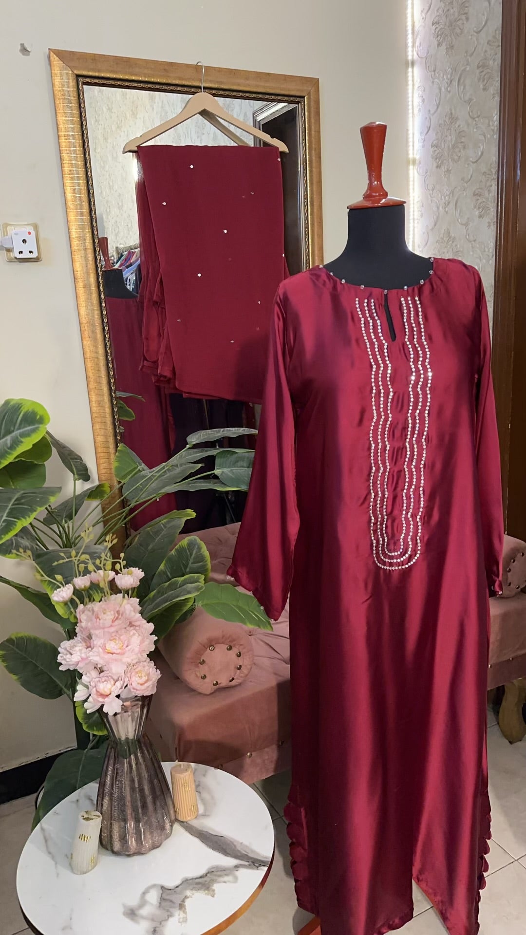 Hania Silk Maroon