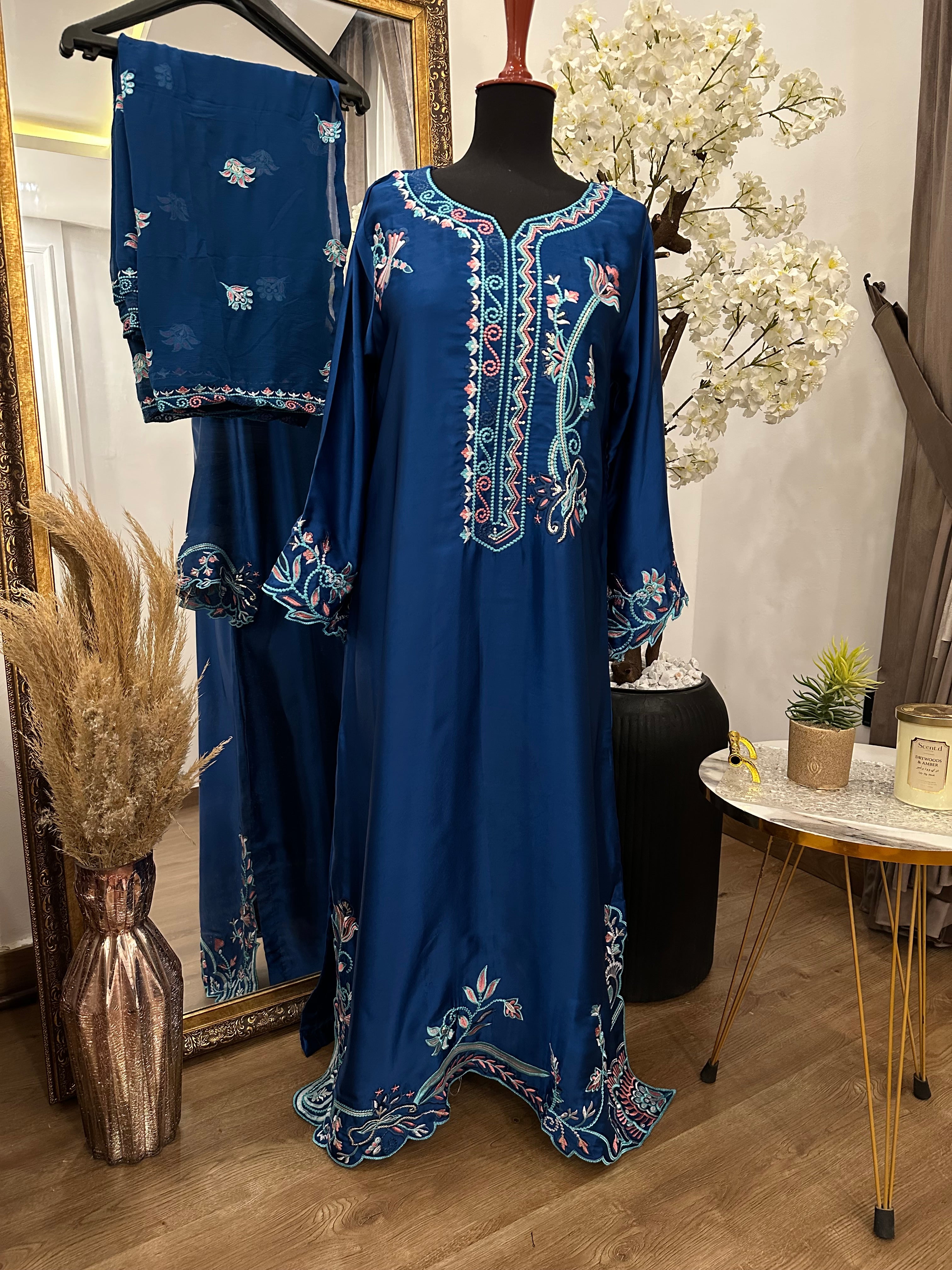 Russian Silk Kaftan Blue