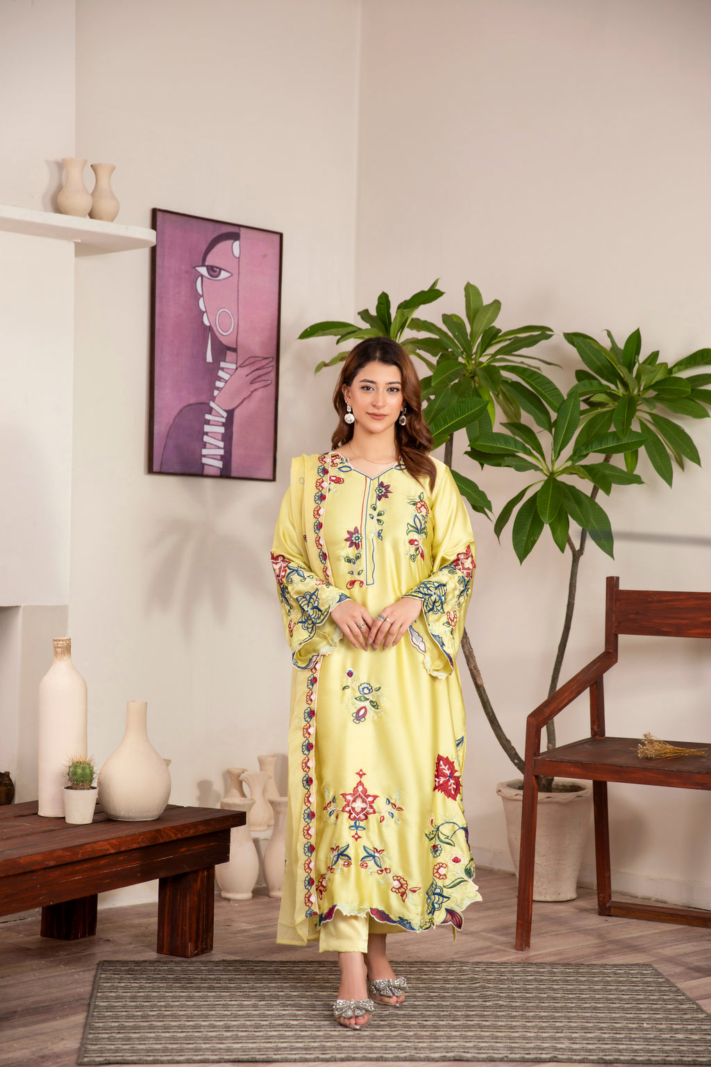 Alishba Kaftan - Butter Yellow