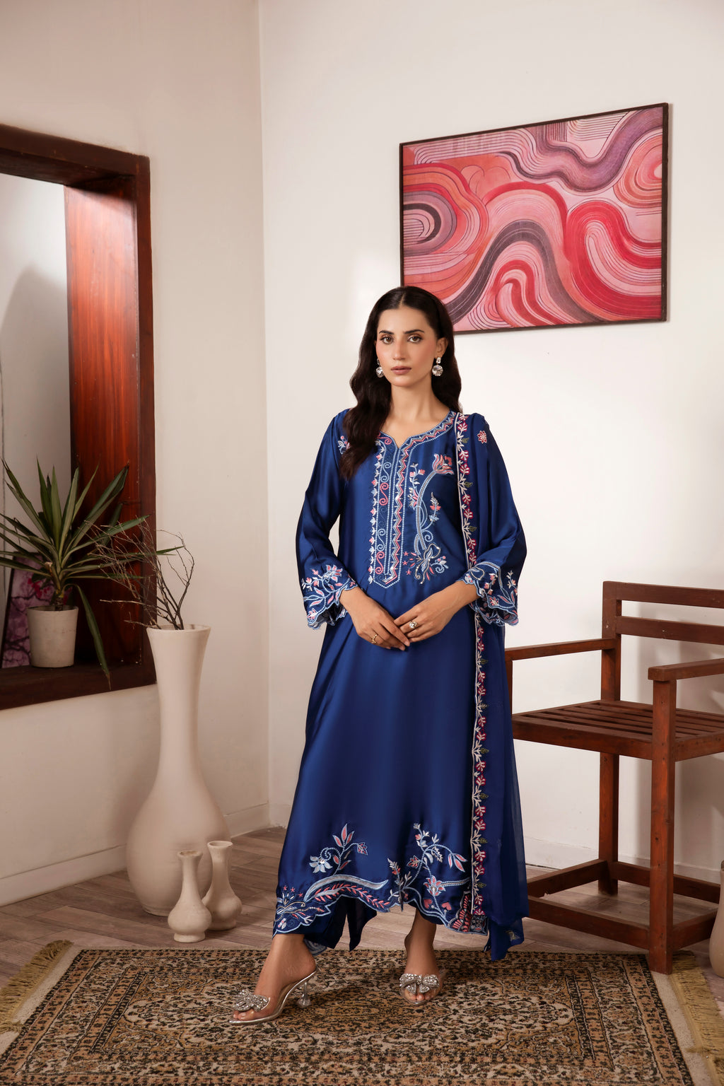 Russian Silk Kaftan Blue