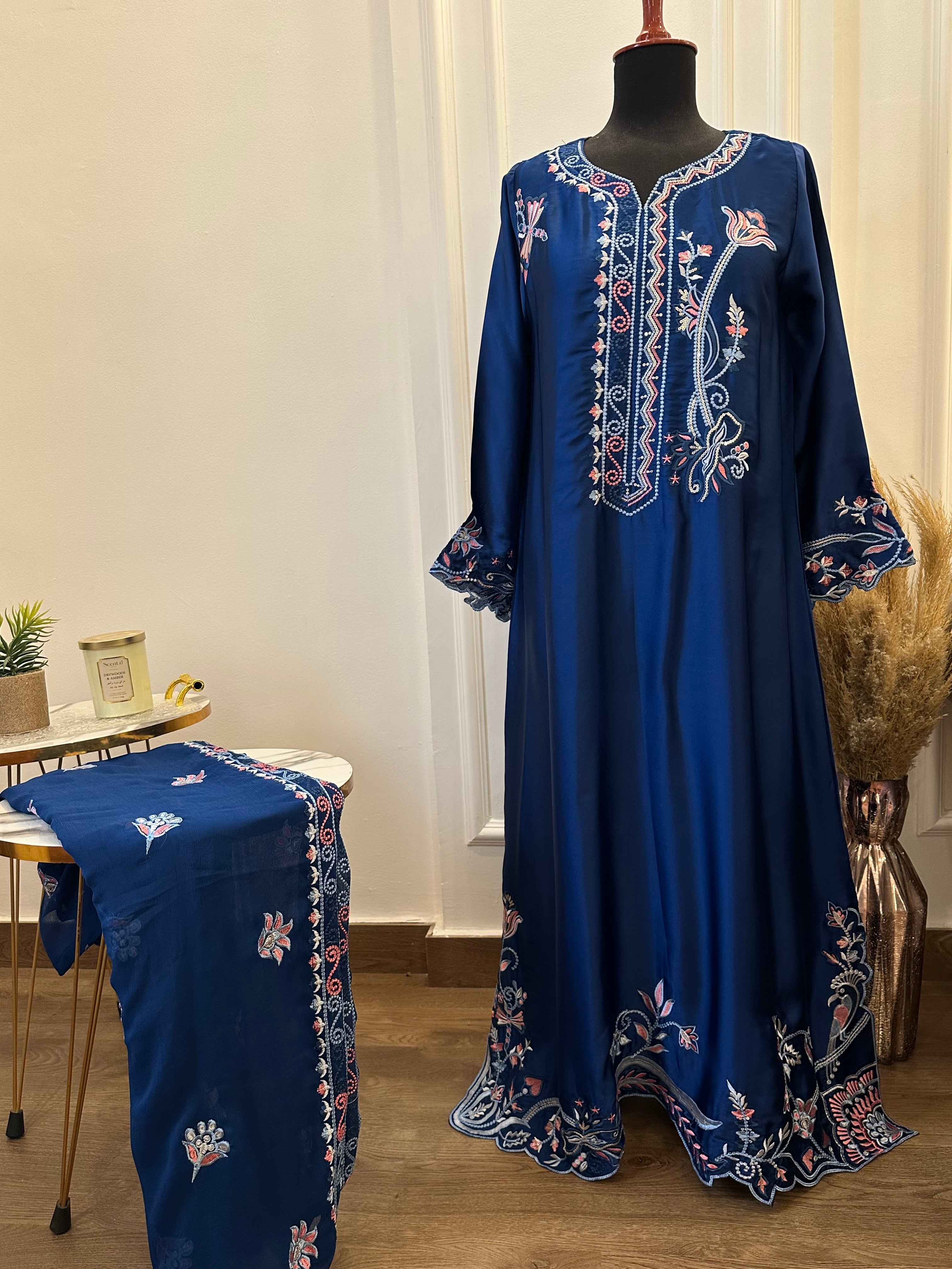Russian Silk Kaftan Blue
