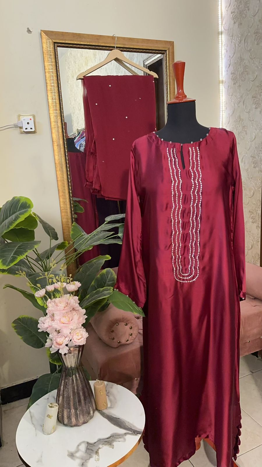 Hania Silk Maroon