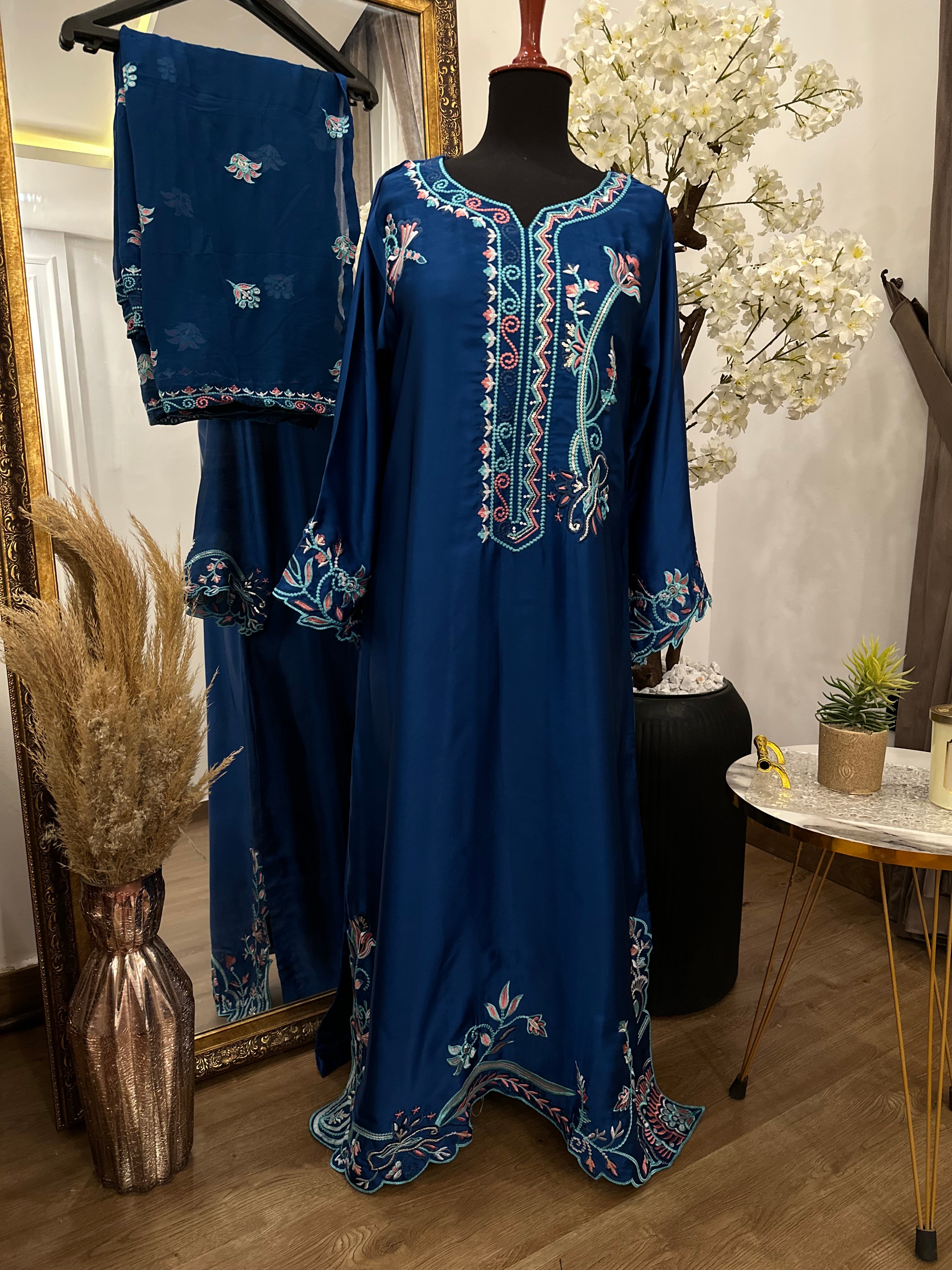 Russian Silk Kaftan Blue