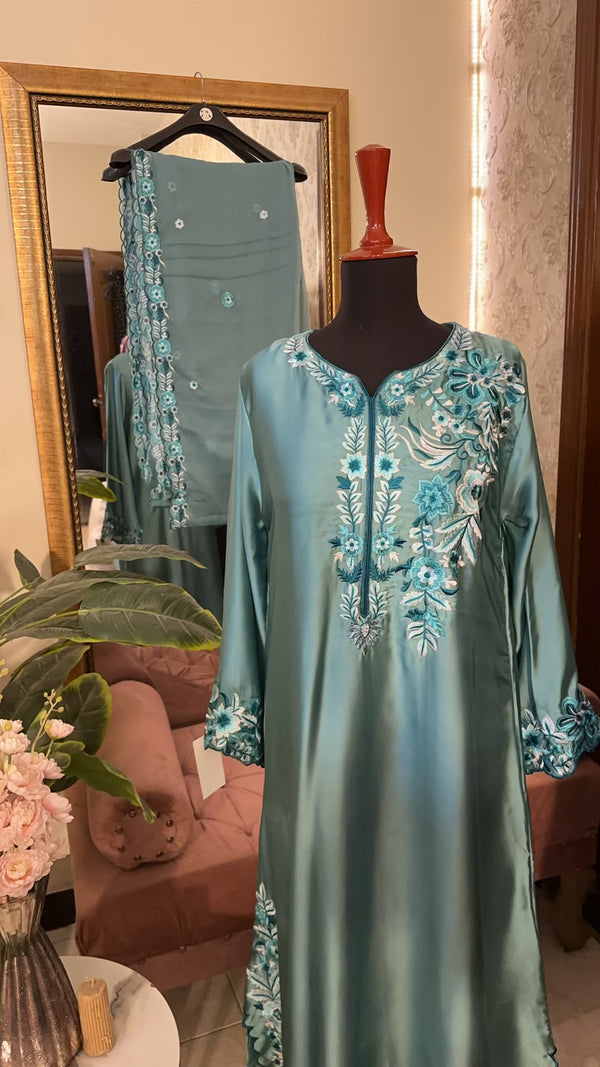 Kaftan Silk Aqua