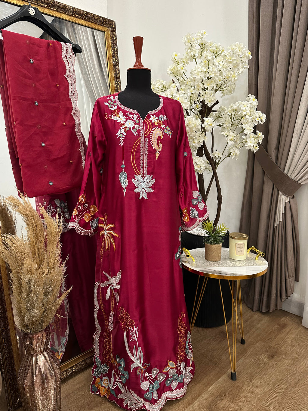 Mahveen kaftan Reddish Pink