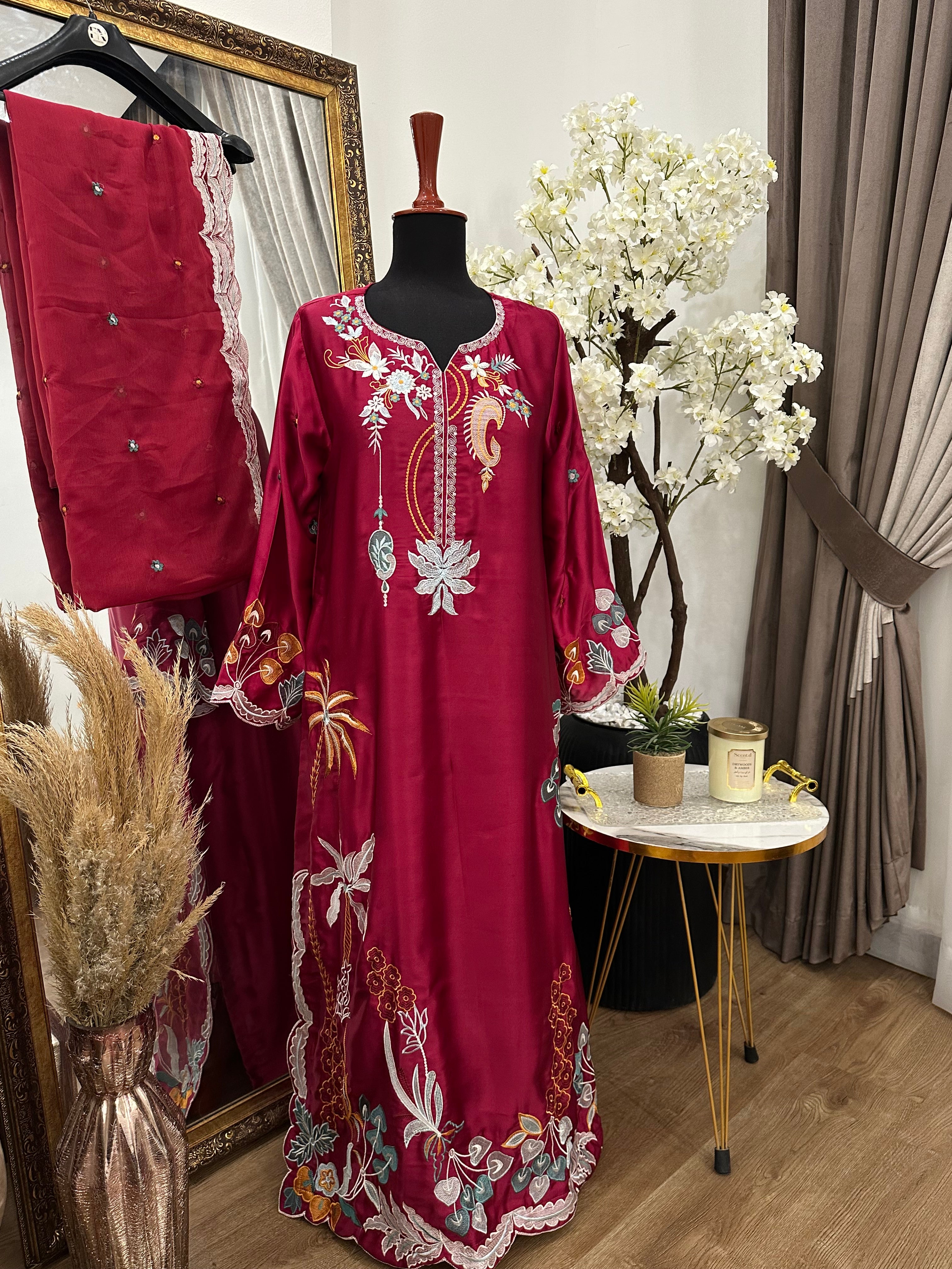 Mahveen kaftan Reddish Pink