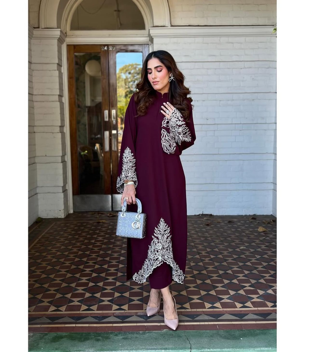 Jhorjhat kaftan shirt Maroon