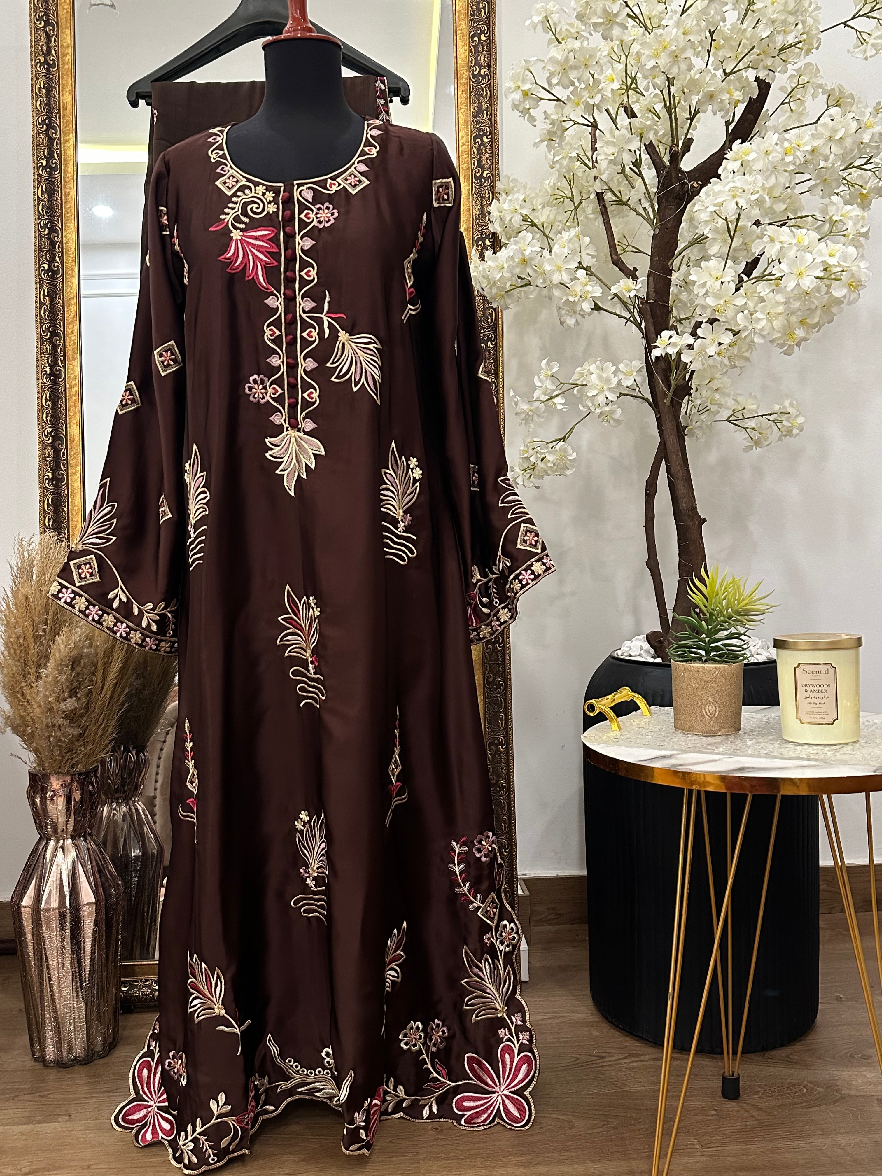Flora Kaftan Brown