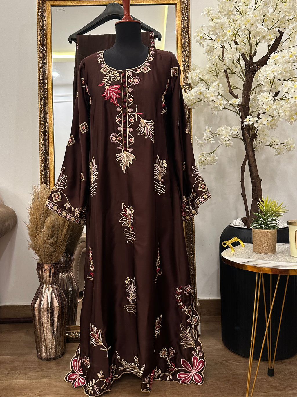 Flora Kaftan Brown
