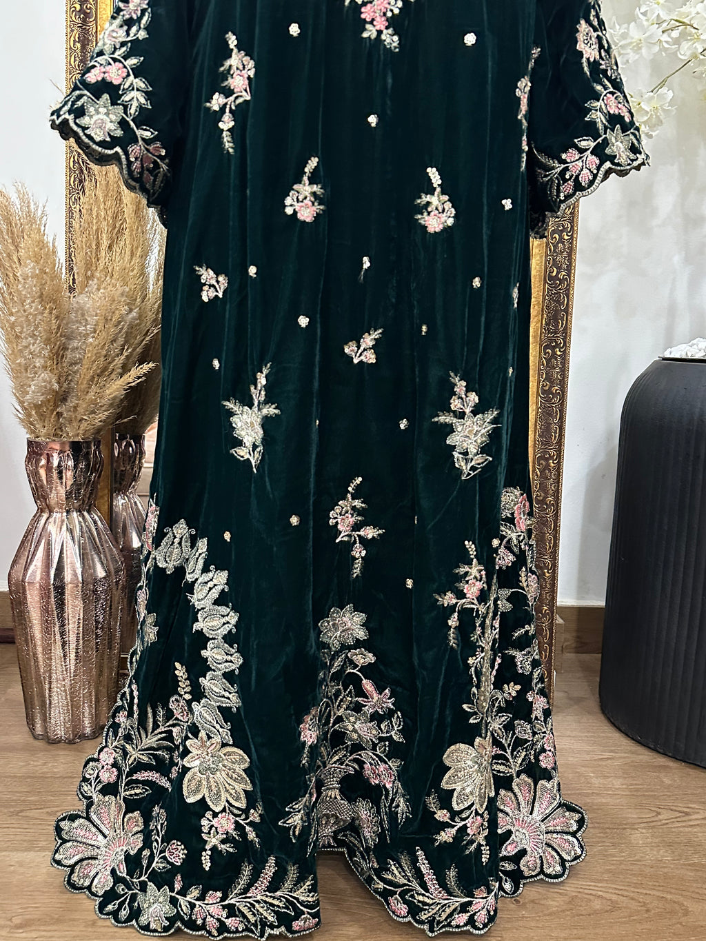 Virsa Valvet Kaftan Bottle Green
