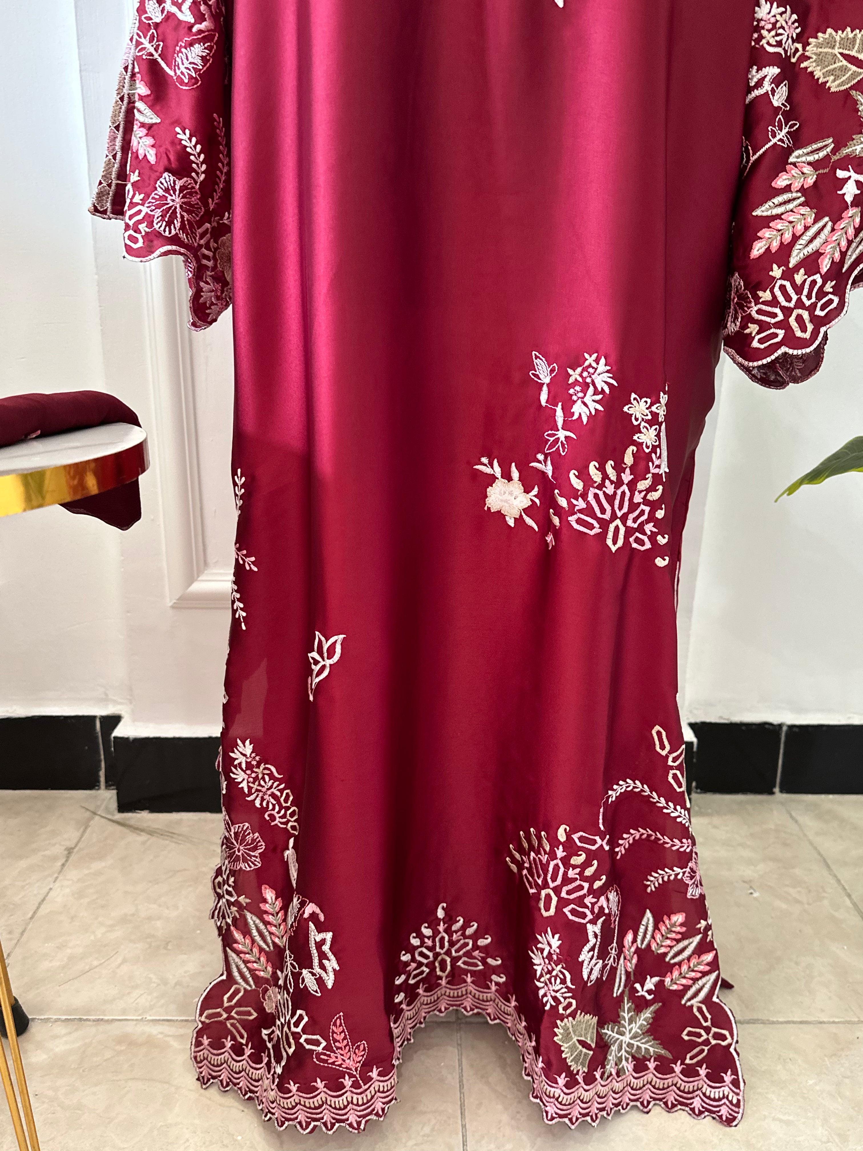 Cutwork Kaftan Maroon