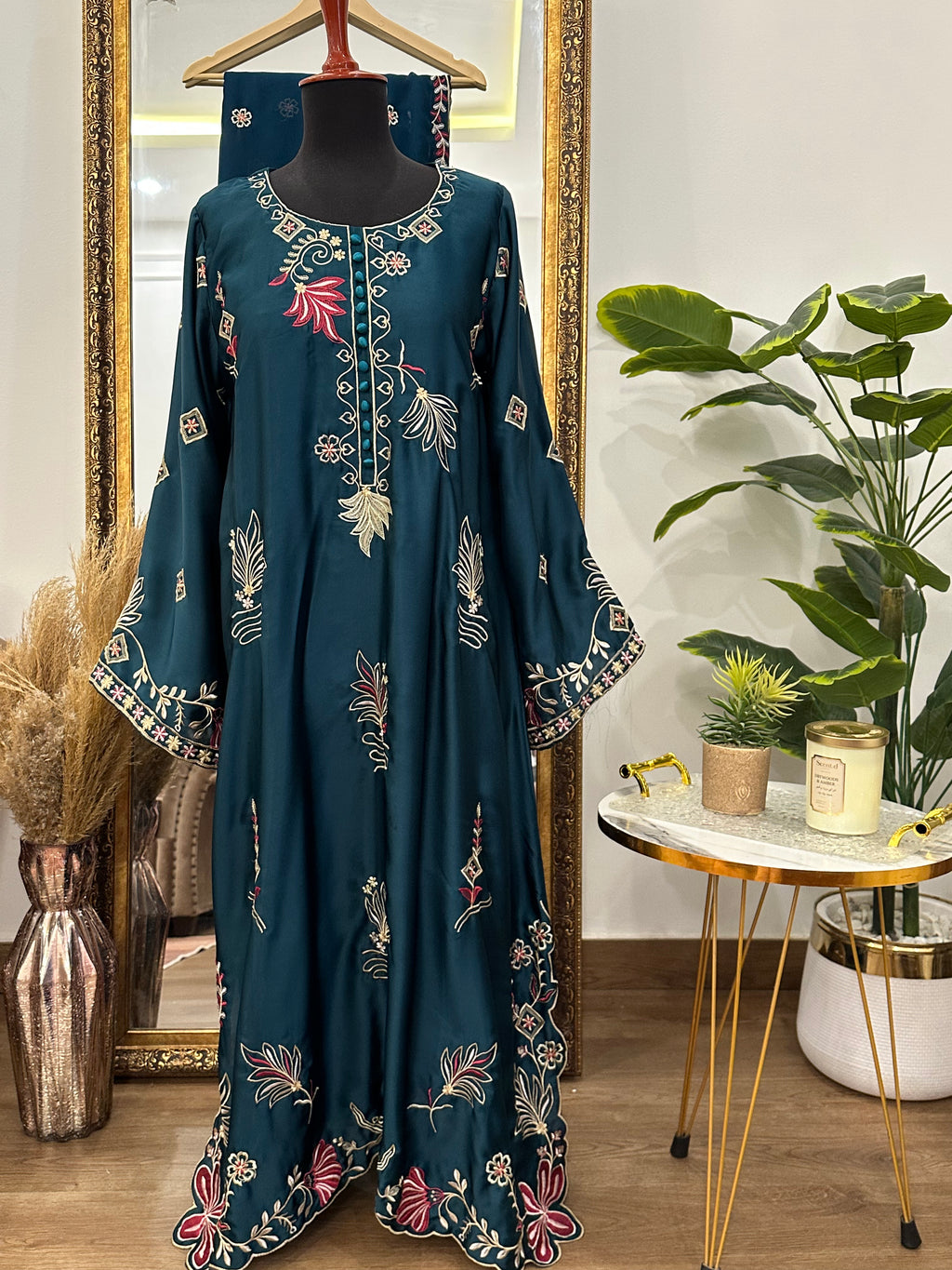 Flora Teal Kaftan