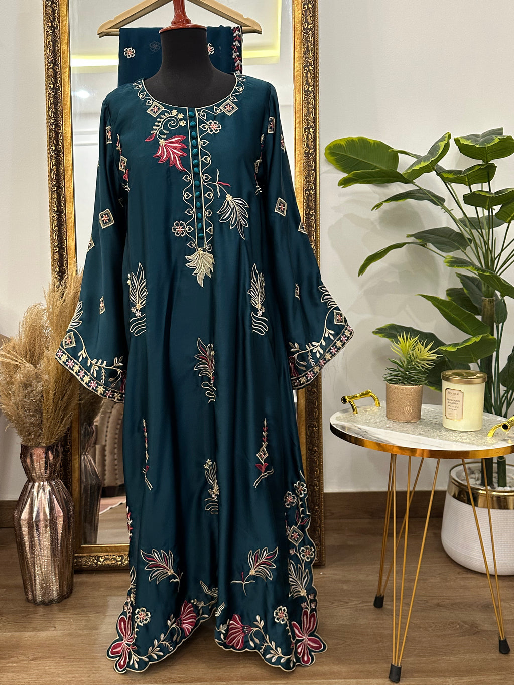 Flora Teal Kaftan