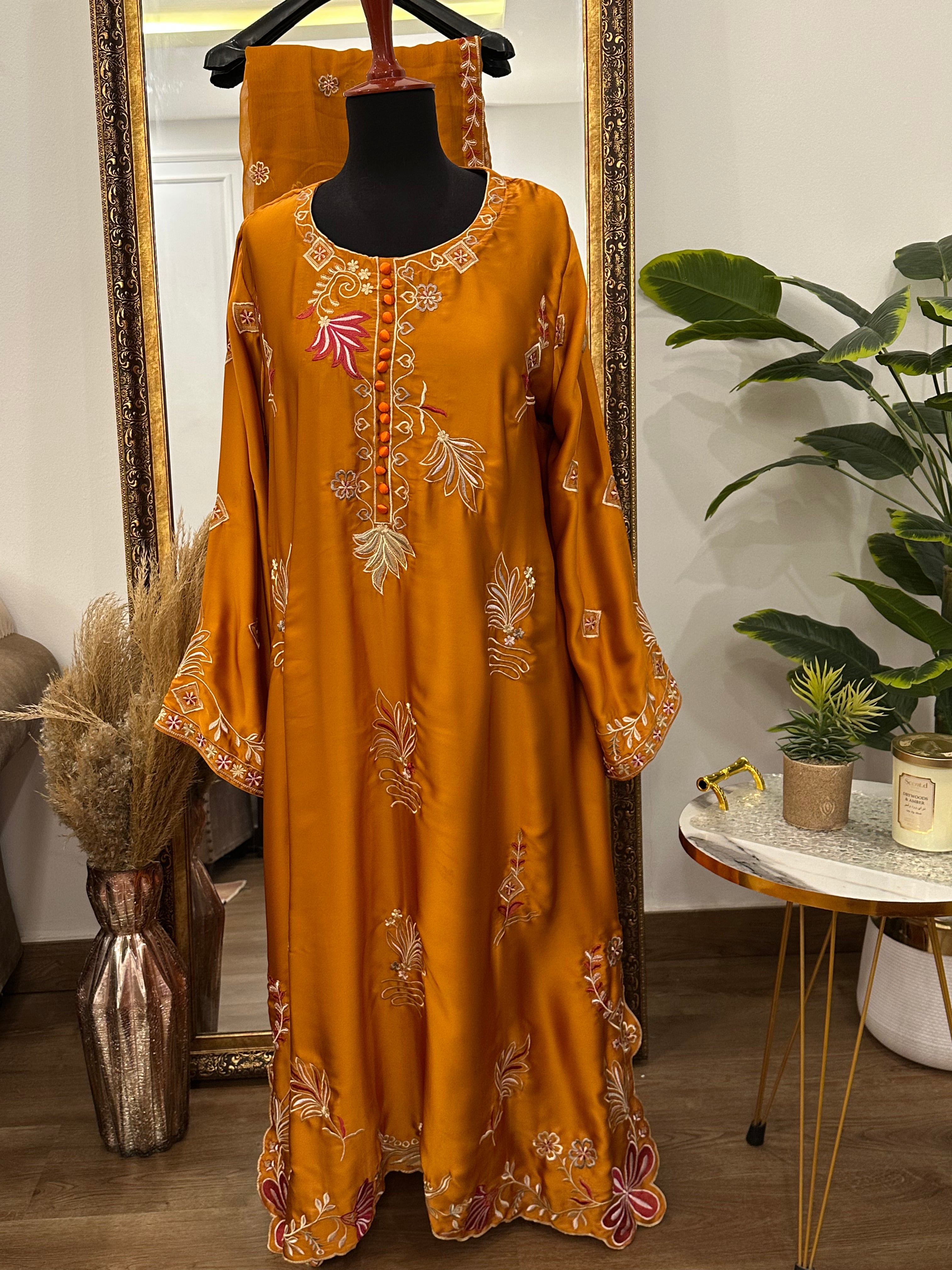 Flora Mustard Kaftan