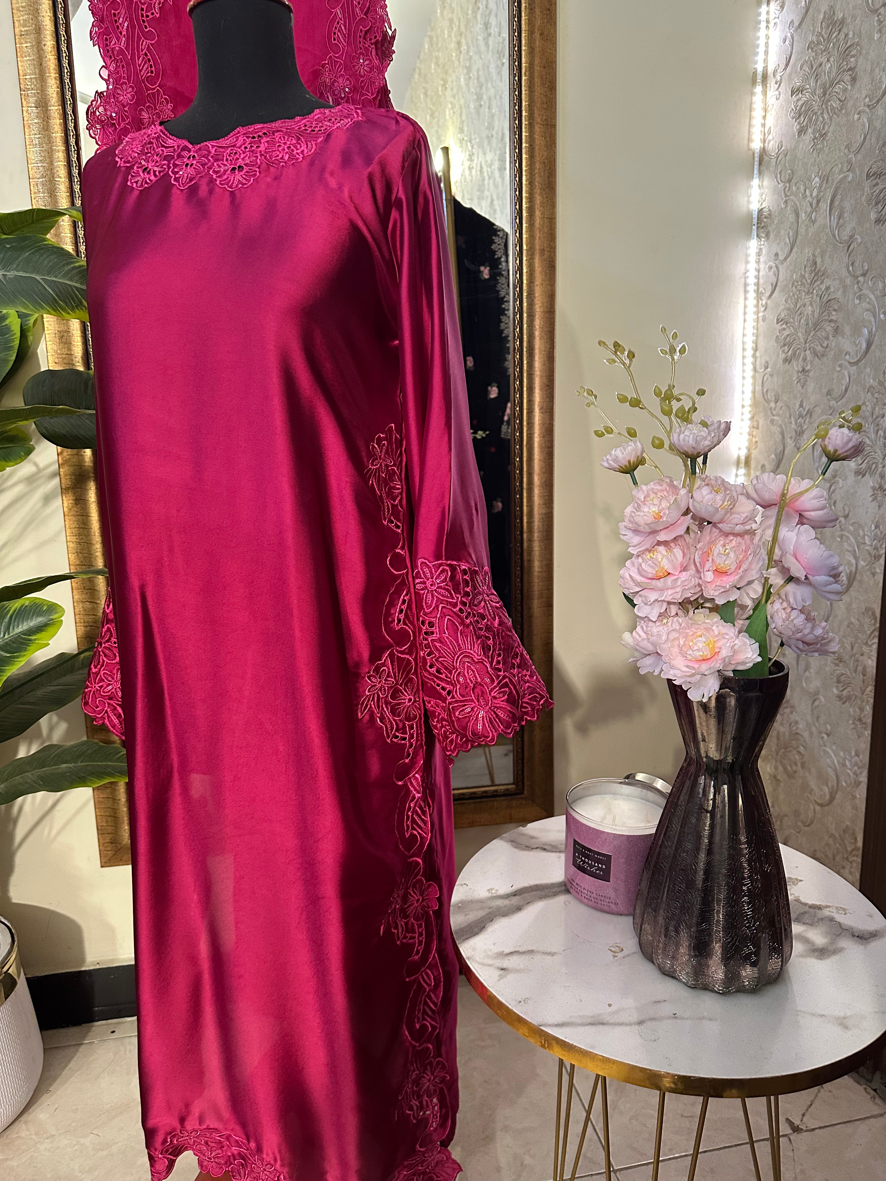 Cutwork silk Hotpink