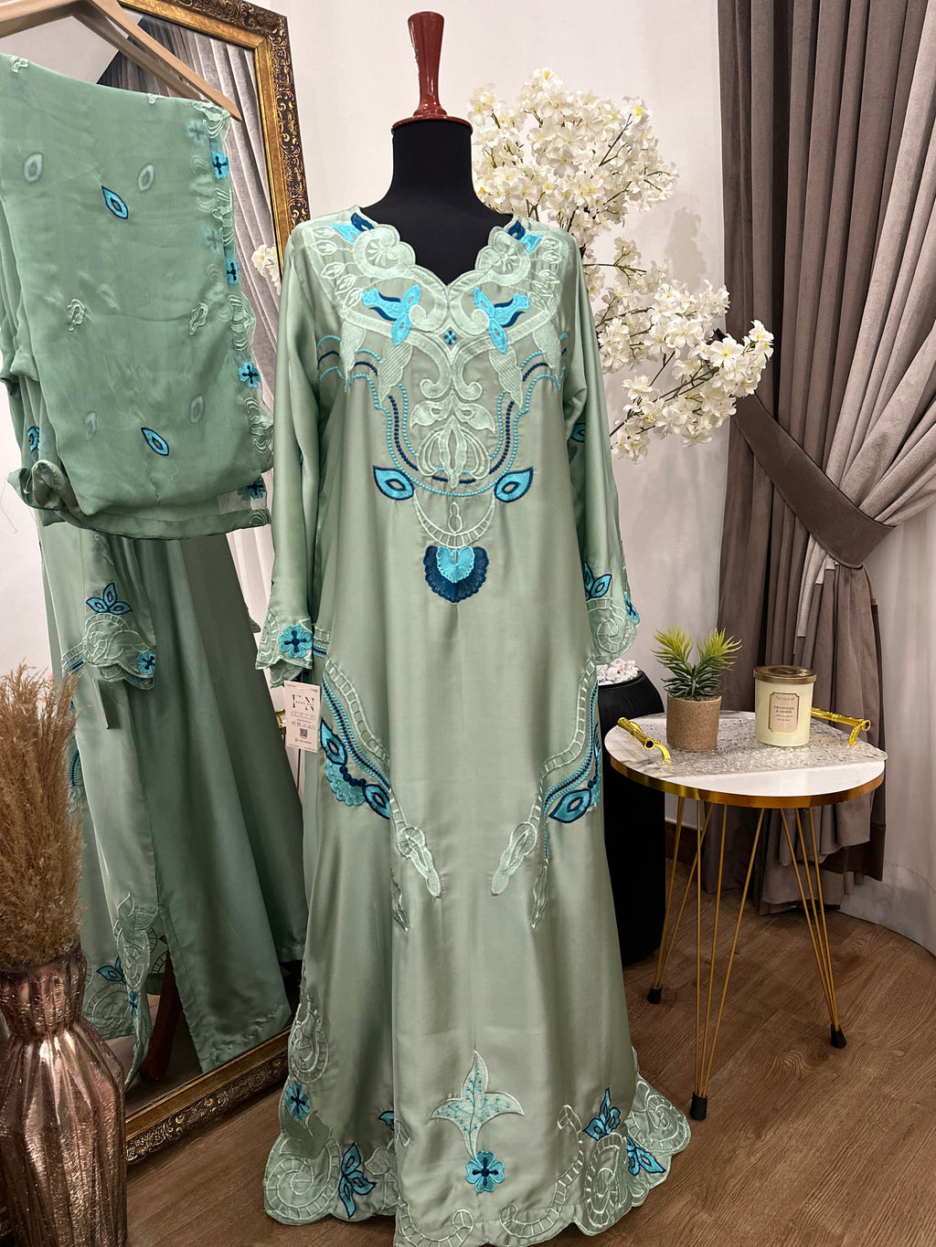 Rehma Kaftan – Mint Green