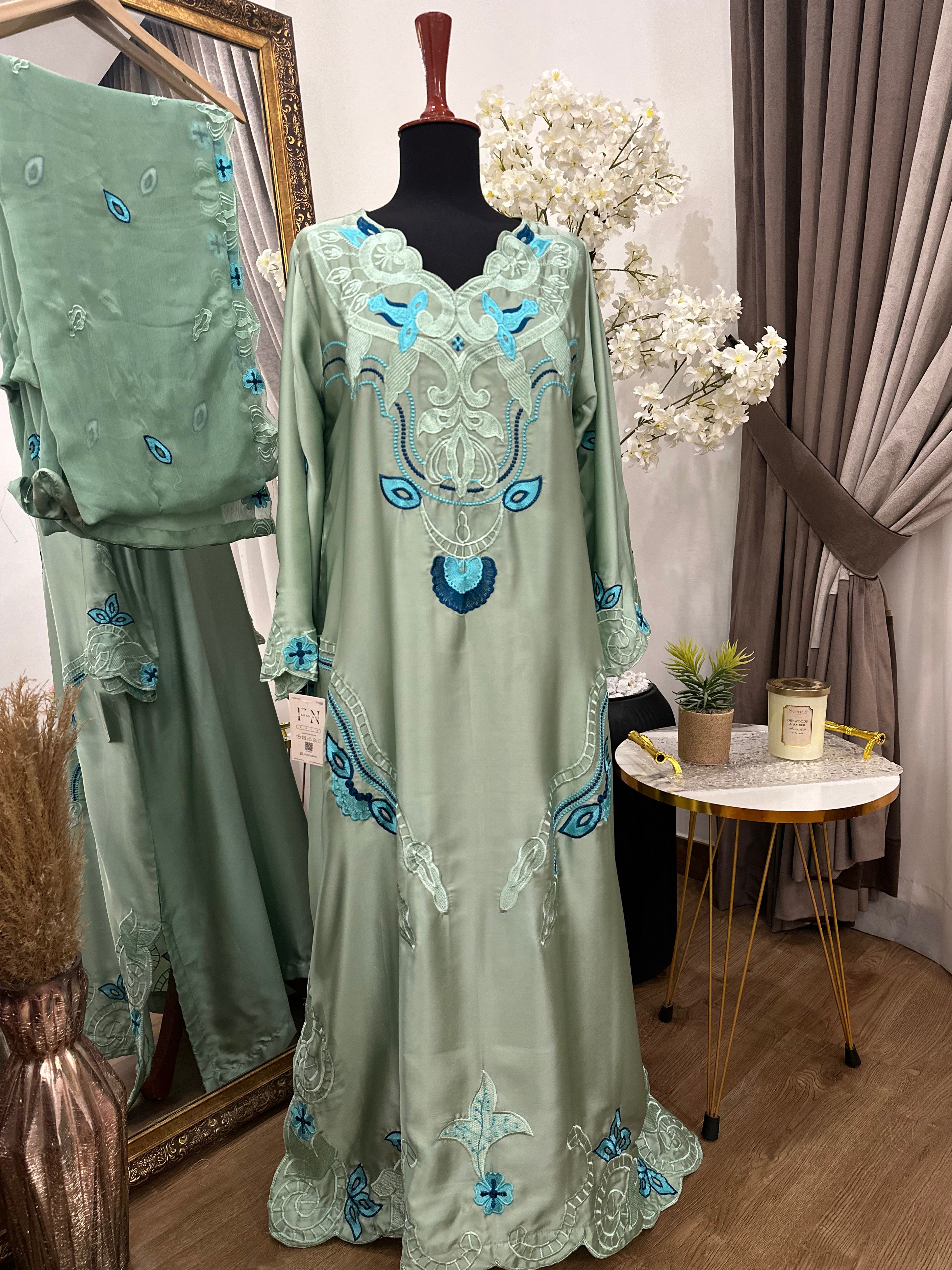 Rehma Kaftan – Mint Green