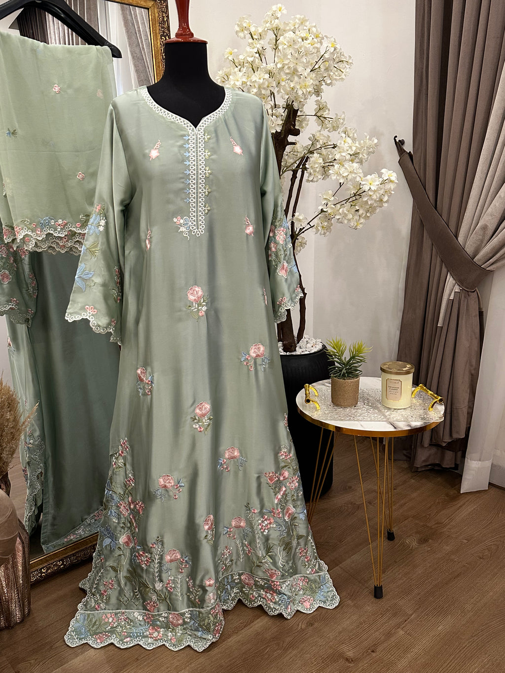 Ranjha Kaftan – Mint Green