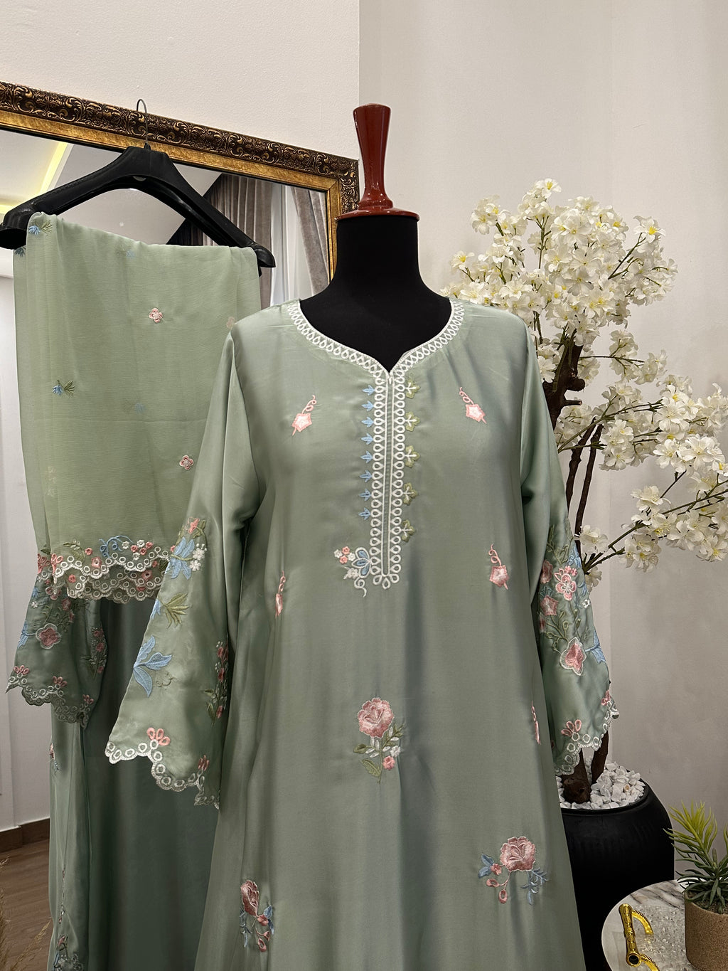 Ranjha Kaftan – Mint Green