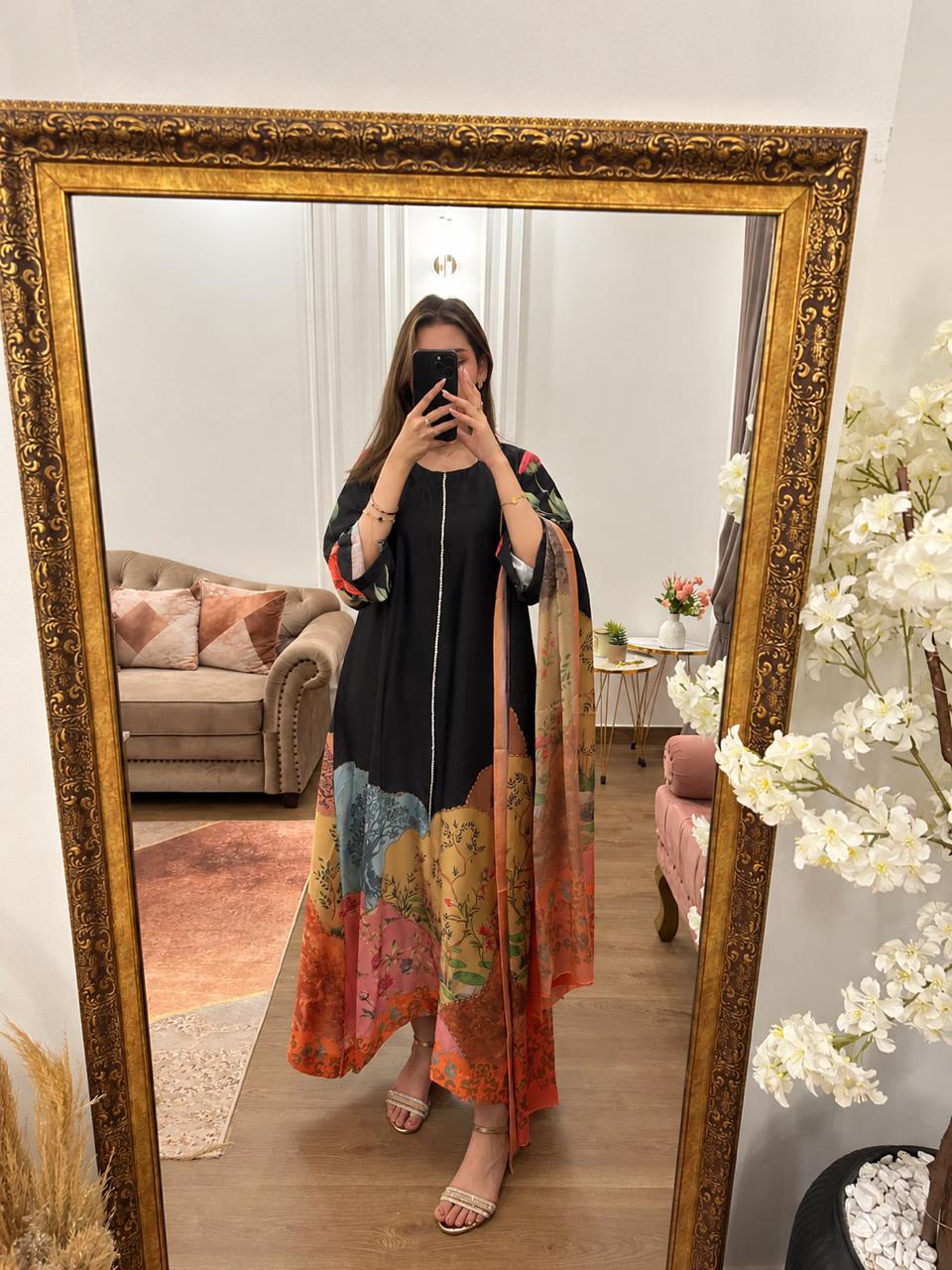 Raya Printed Silk Kaftan