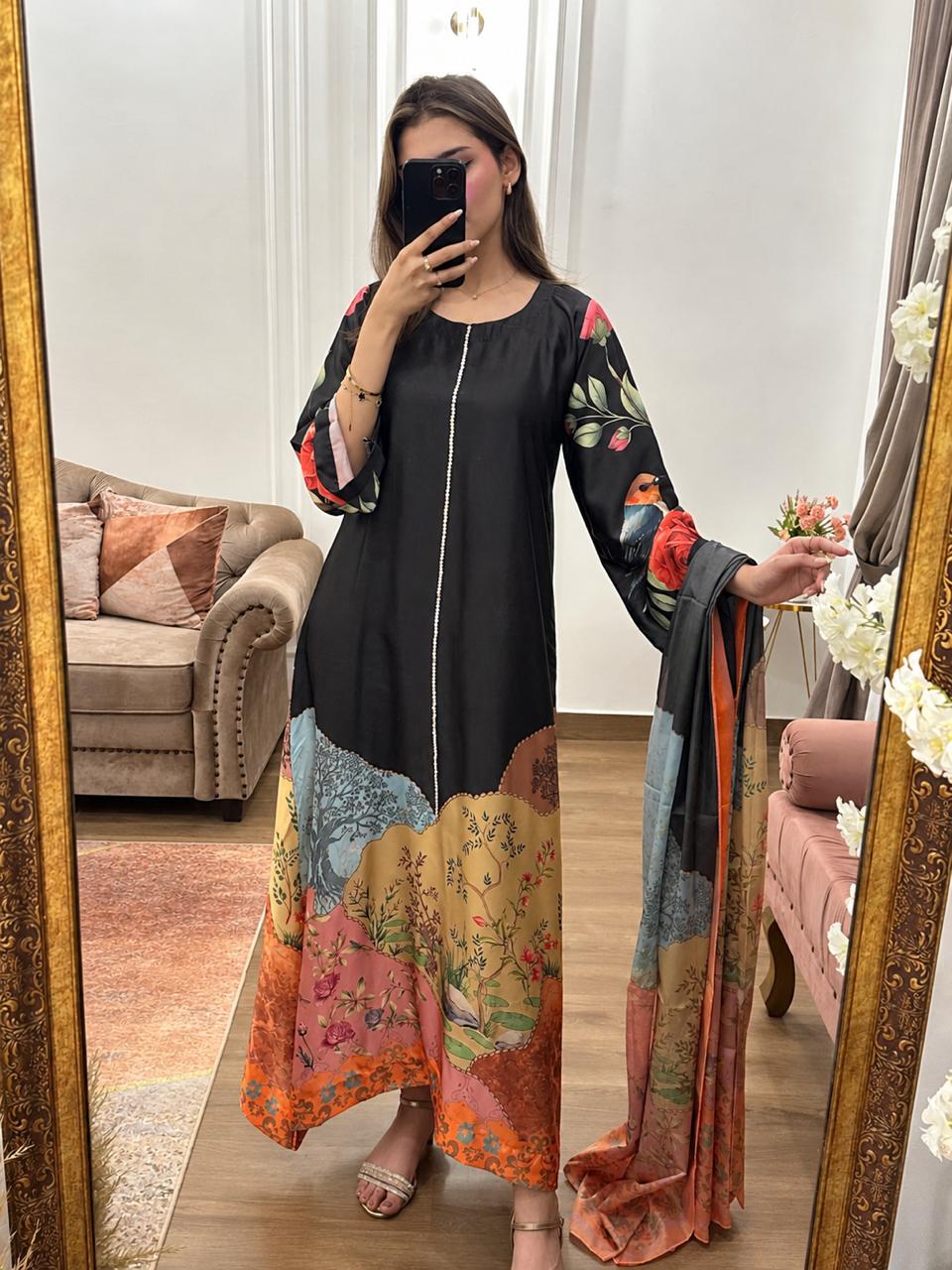 Raya Printed Silk Kaftan