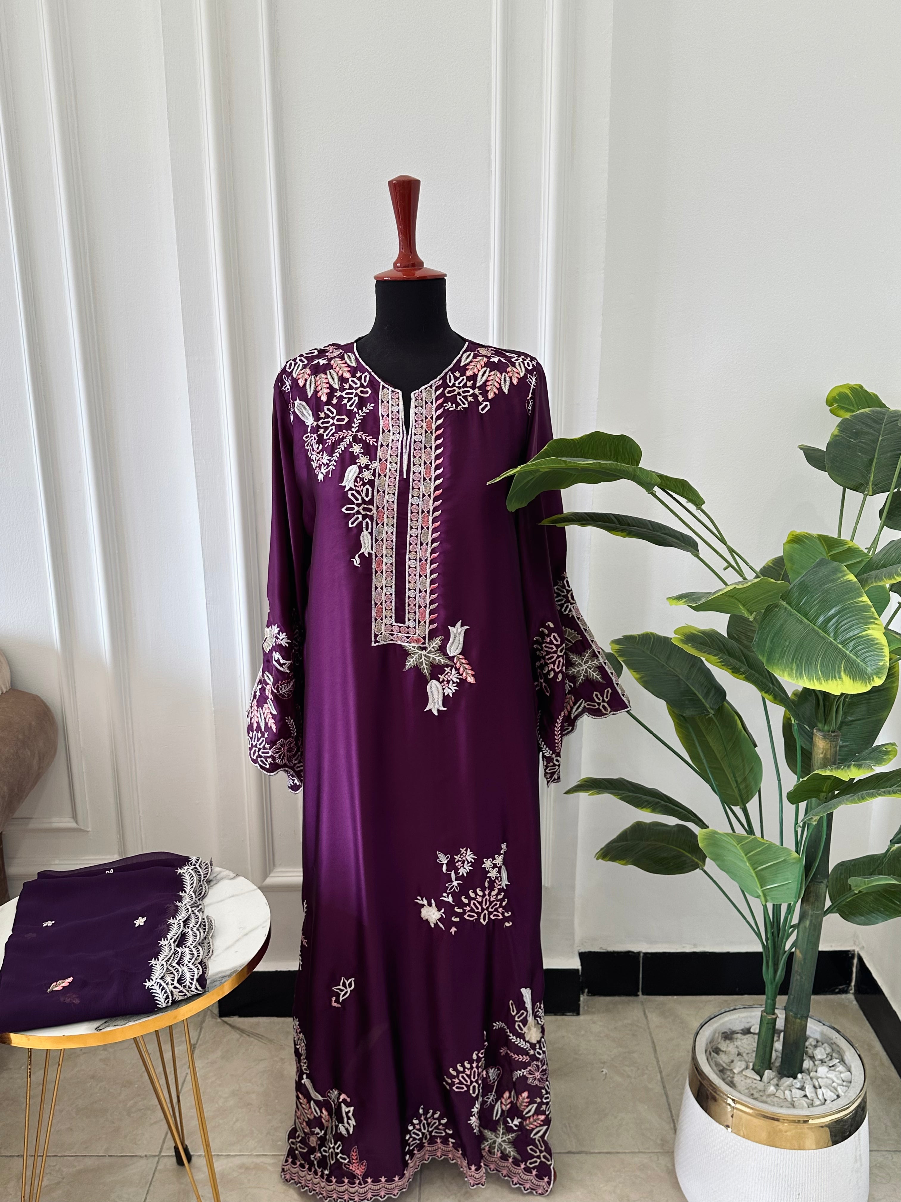 Cutwork Kaftan Plum