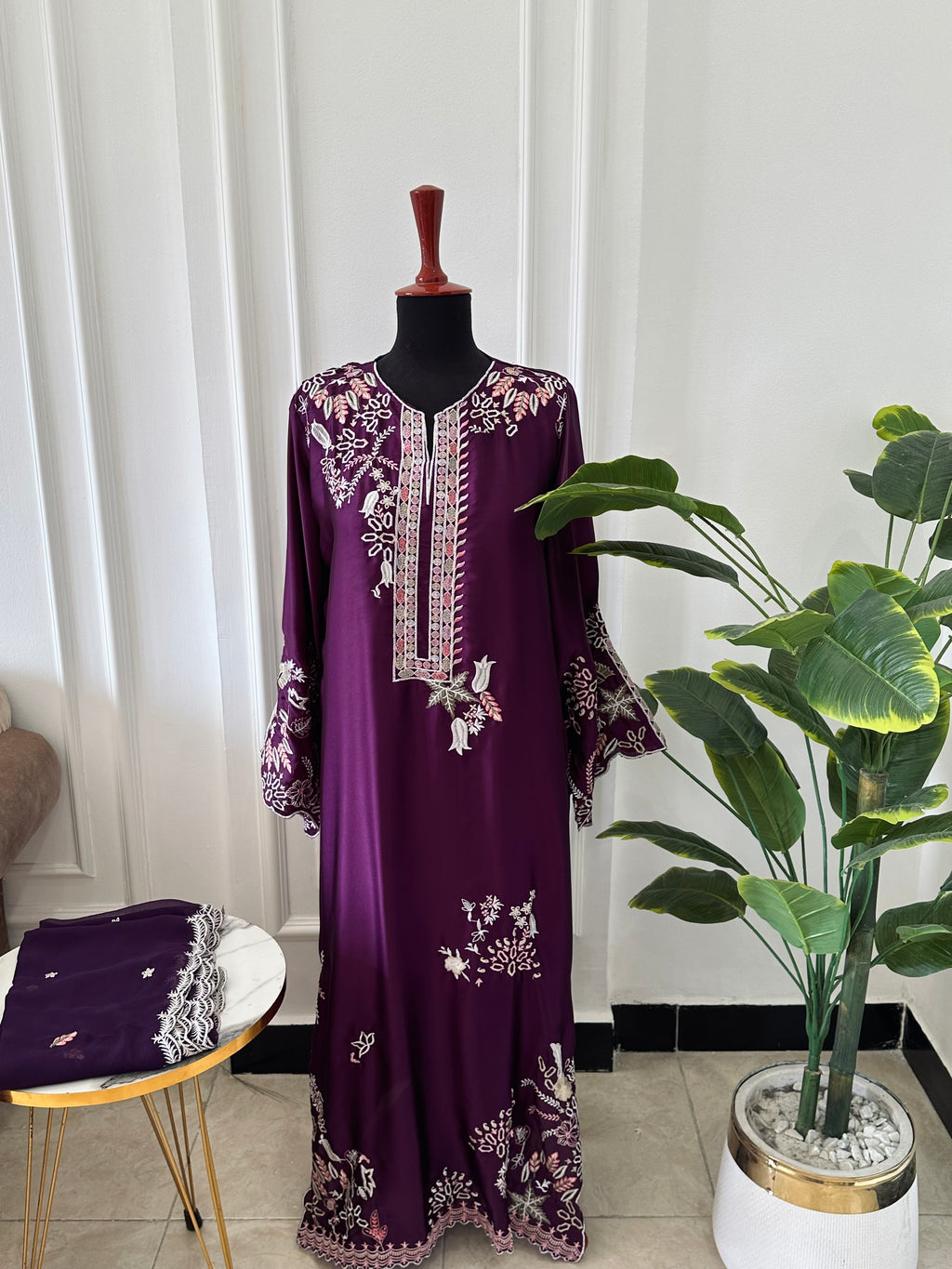Cutwork Kaftan Plum