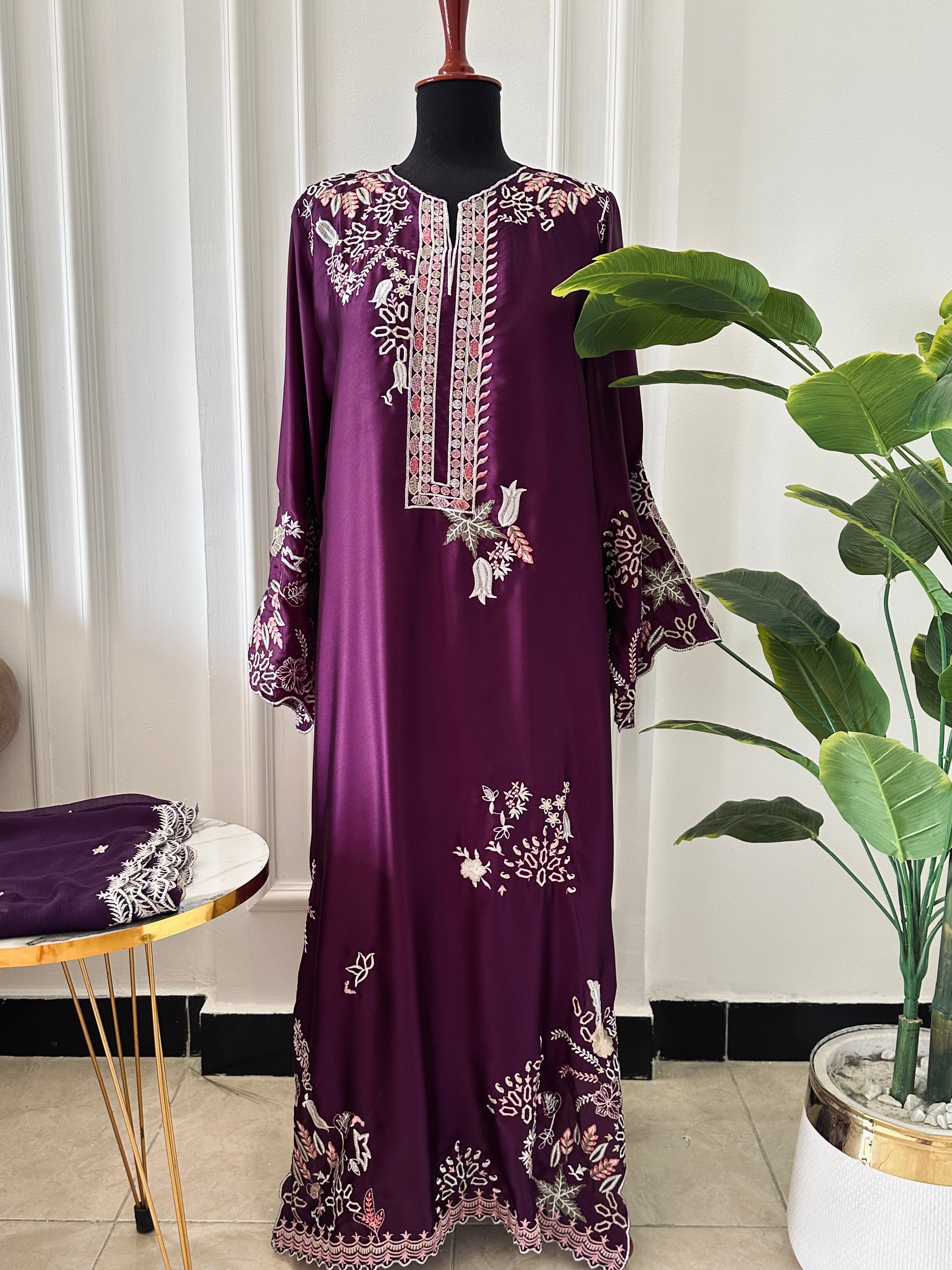 Cutwork Kaftan Plum