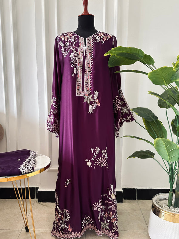 Cutwork Kaftan Plum