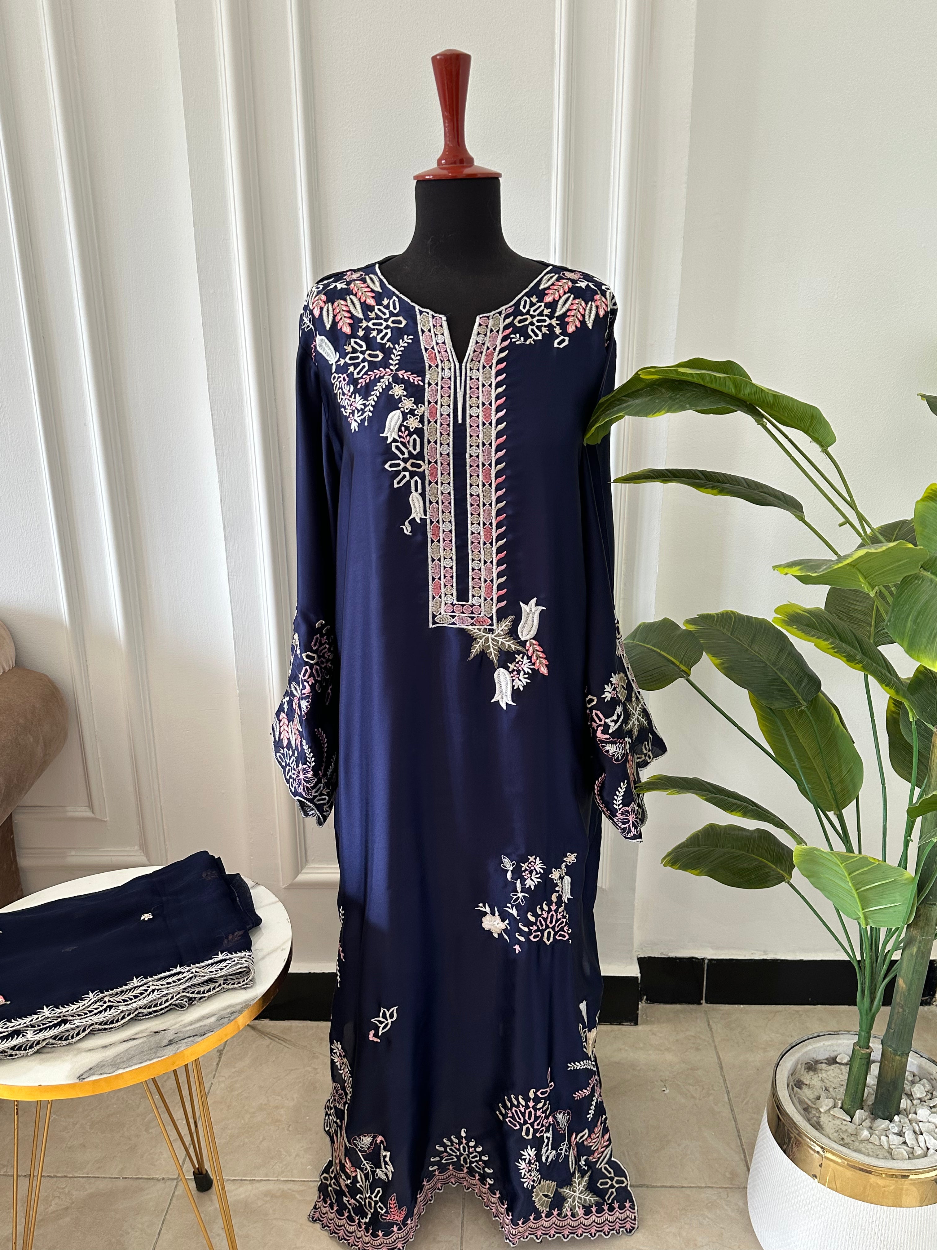 Cutwork Kaftan Blue