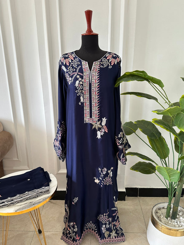 Cutwork Kaftan Blue