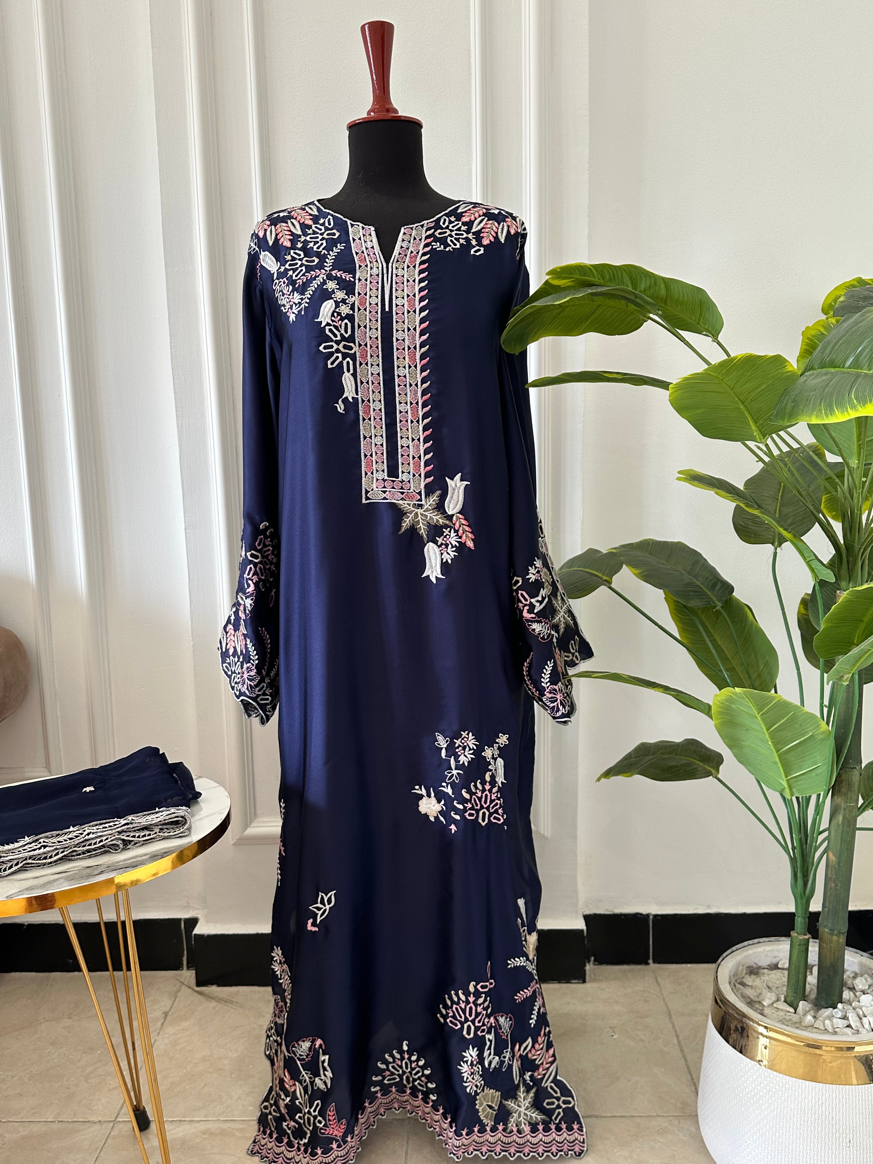Cutwork Kaftan Blue