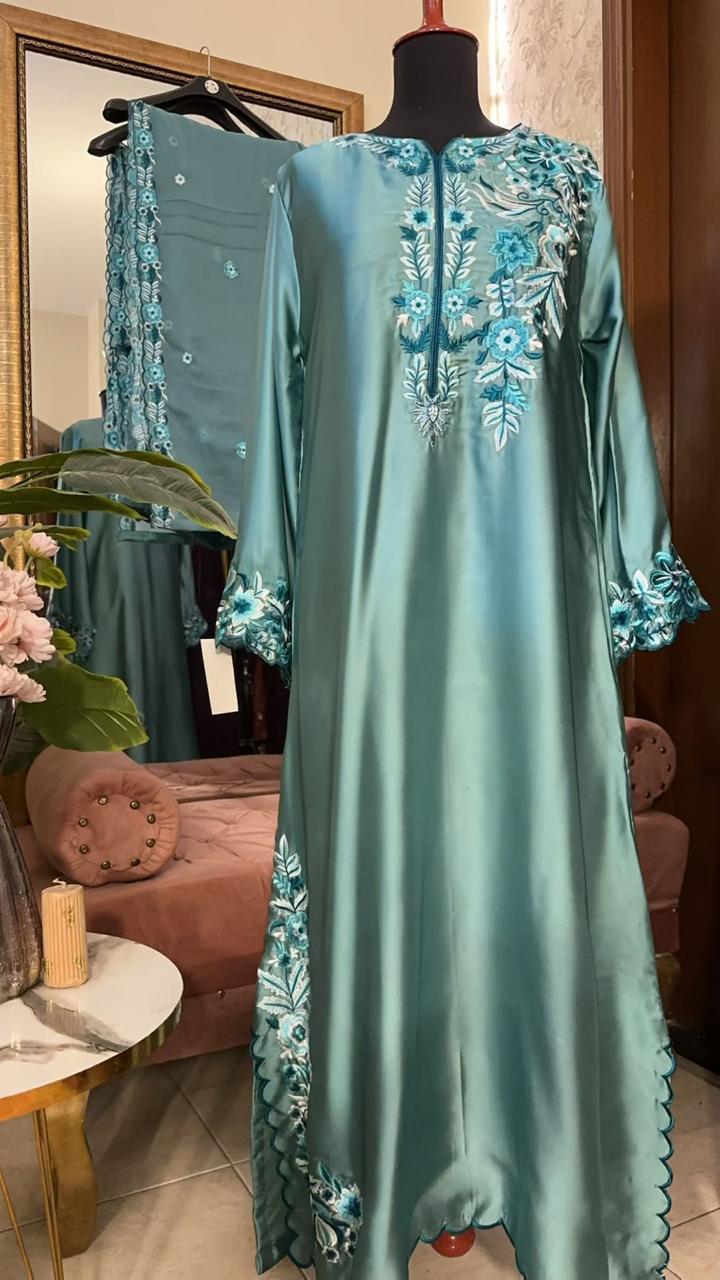 Kaftan Silk Aqua
