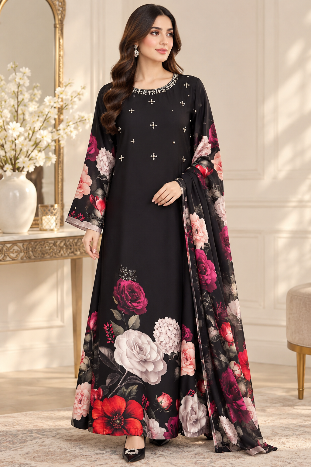 Zoya Printed Silk Kaftan